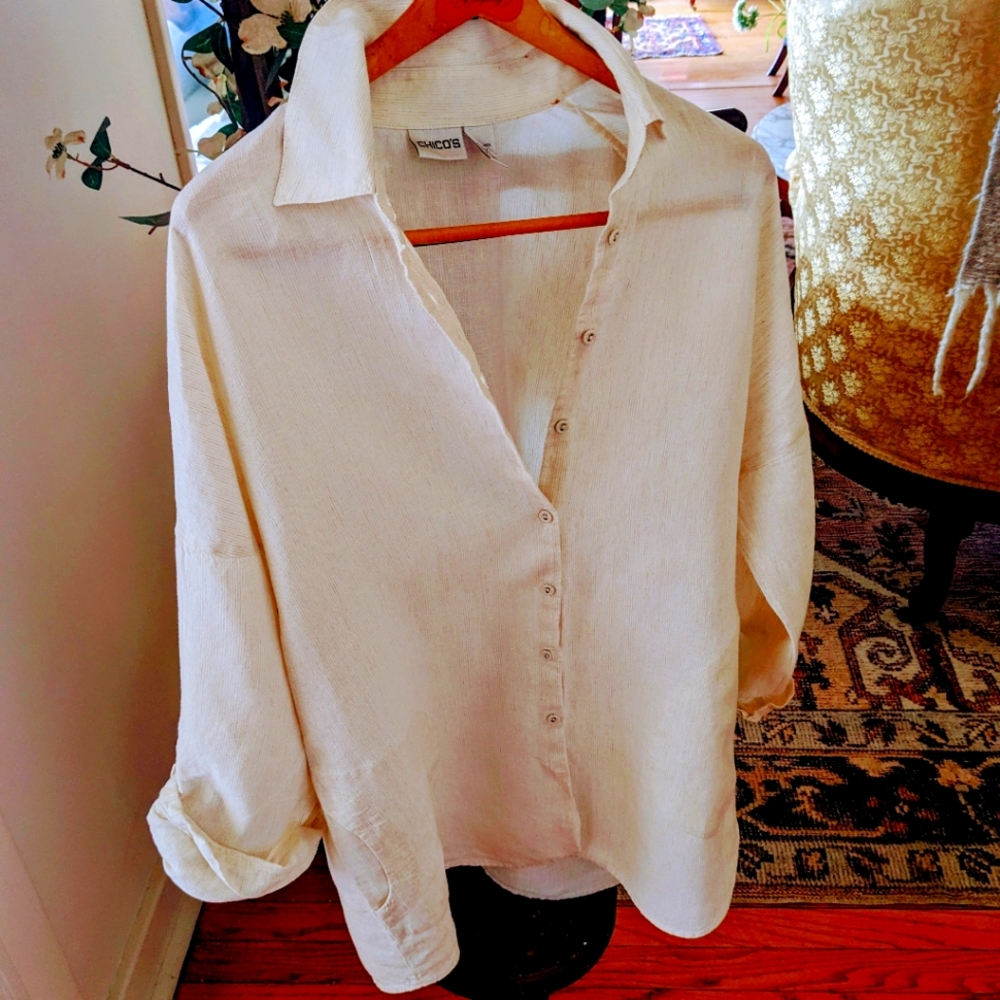 Chico's 100% Linen,Big Shirt ( Beach Cover-up)